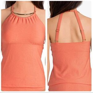 Alex Marie Texture Paisley High Neck Halterkini Swim Top Sz M